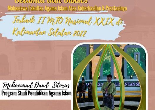 Mahasiswa Prodi Pendidikan Agama Islam UMSU Terbaik II MTQ Nasional XXIX di Kalimantan Selatan