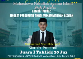 Muhammad Nasrullah Jamil Mahasiswa PAI UMSU Raih Juara 1 Tahfidz Nasional Kategori 20 Juz