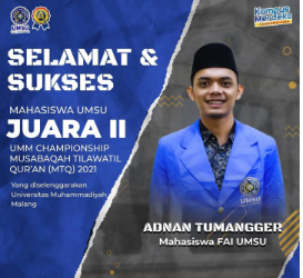 Adnan Tumangger Mahasiswa UMSU Juara 2 UMM Championship Musabaqah Tilawatil Qur’an