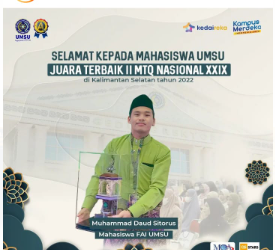 Muhammad Daud Sitorus Mahasiswa UMSU Juara Terbaik II MTQ Nasional XXIX di Kalimantan Selatan
