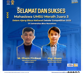 Prestasi Gemilang Mahasiswa PAI UMSU: Ilham Firdaus Raih Juara 3 di Ajang Binus Nasional Debate Competition 2023