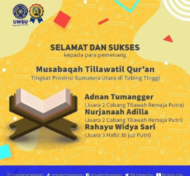 Mahasiswa Prodi PAI Ukir Prestasi Pada Musabaqah Tilawatil Qur’an (MTQ) tingkat Provinsi Sumatera Utara